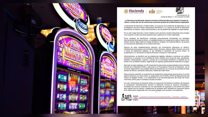 GOLPE A LOS CASINOS EN MÉXICO: DETECTAN RED DE LAVADO DE DINERO EN 13 CASAS DE&nbsp;APUESTAS
