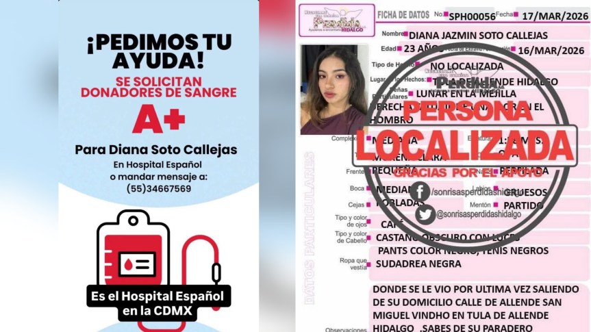 JOVEN DESAPARECIDA ES LOCALIZADA CON VIDA, PERO EN ESTADO GRAVE; PIDEN APOYO&nbsp;URGENTE