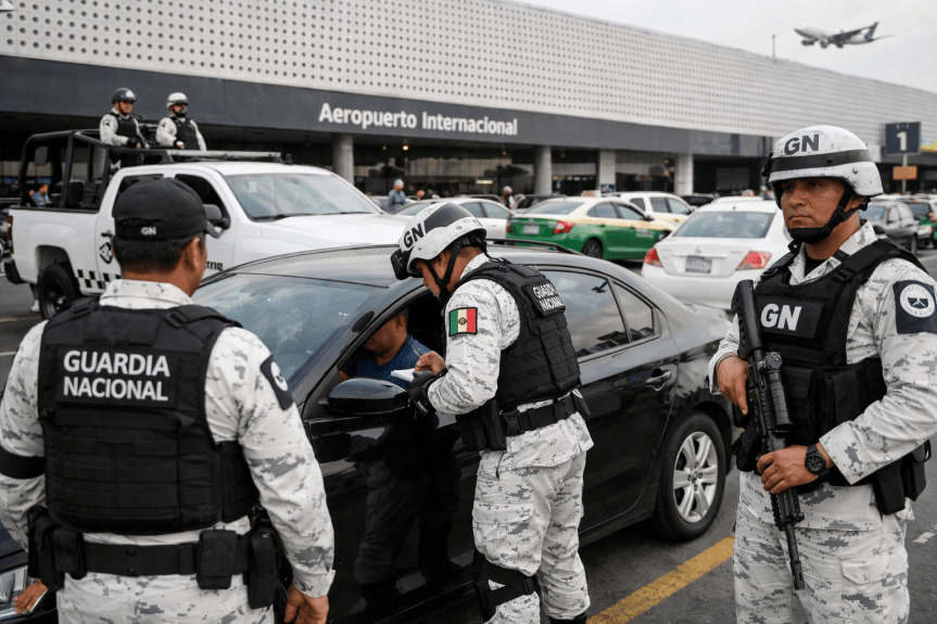 GUARDIA NACIONAL PODRÁ MULTAR A CONDUCTORES DE APPS EN EL AICM TRAS PROTESTAS DE&nbsp;TAXISTAS