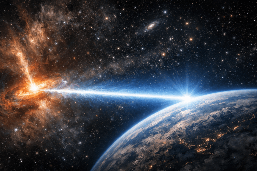 DESCUBREN “LÁSER CÓSMICO” APUNTANDO A LA TIERRA… PERO NO ES LO QUE&nbsp;PARECE