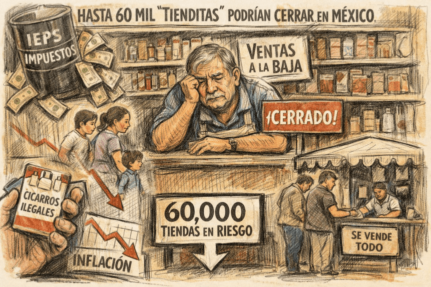 🛒 ALERTA EN EL COMERCIO: HASTA 60 MIL “TIENDITAS” PODRÍAN CERRAR EN MÉXICO POR CAÍDA EN&nbsp;VENTAS