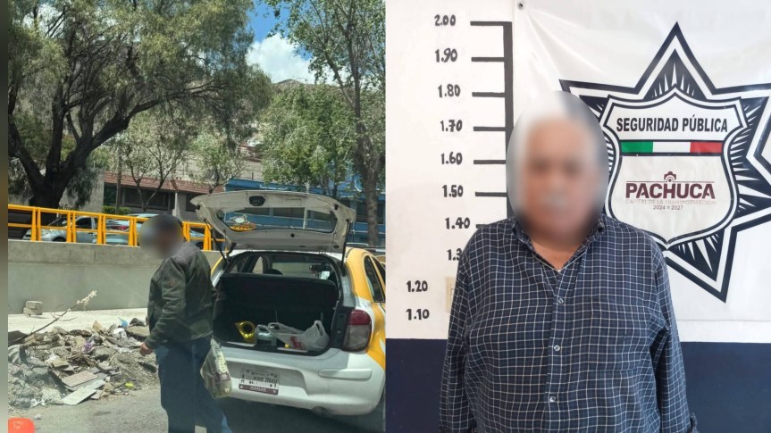 DETIENEN A TAXISTA POR TIRAR BASURA EN LA VÍA PÚBLICA EN&nbsp;PACHUCA